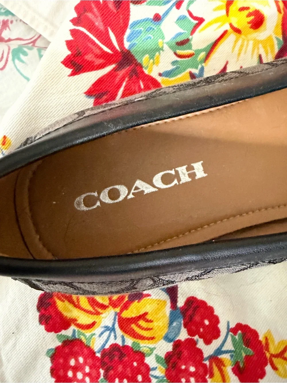 Coach Gray Signature Canvas Loafers with Metal Bit
